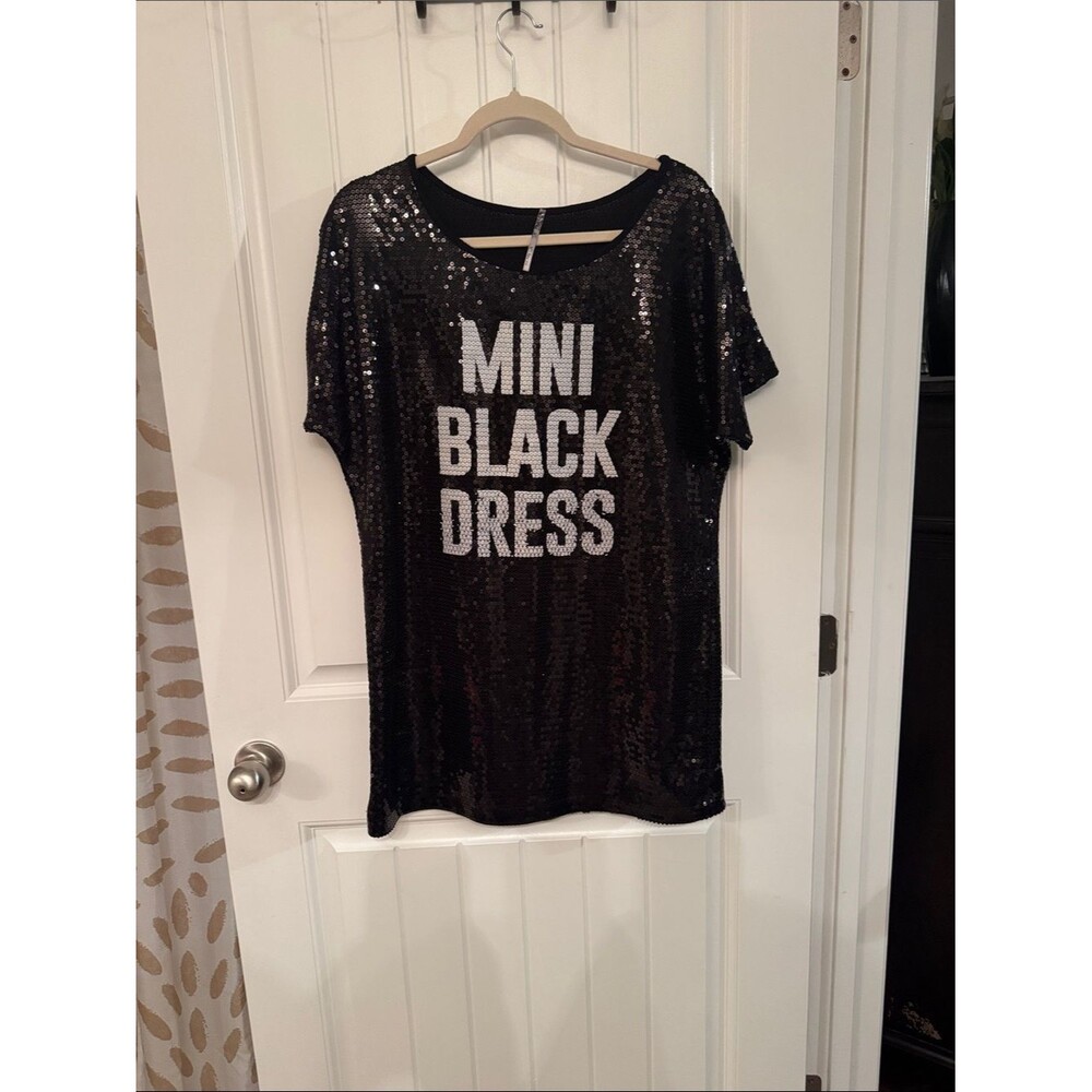 Sequin Mini Black Dress Tee